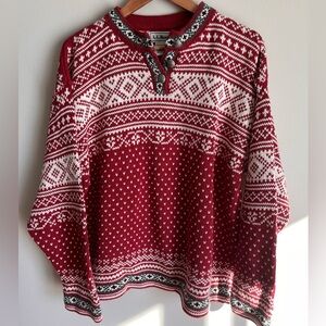 L.L. Bean Women's Vintage Nordic Snowflake Sweater 100% Cotton Size Large